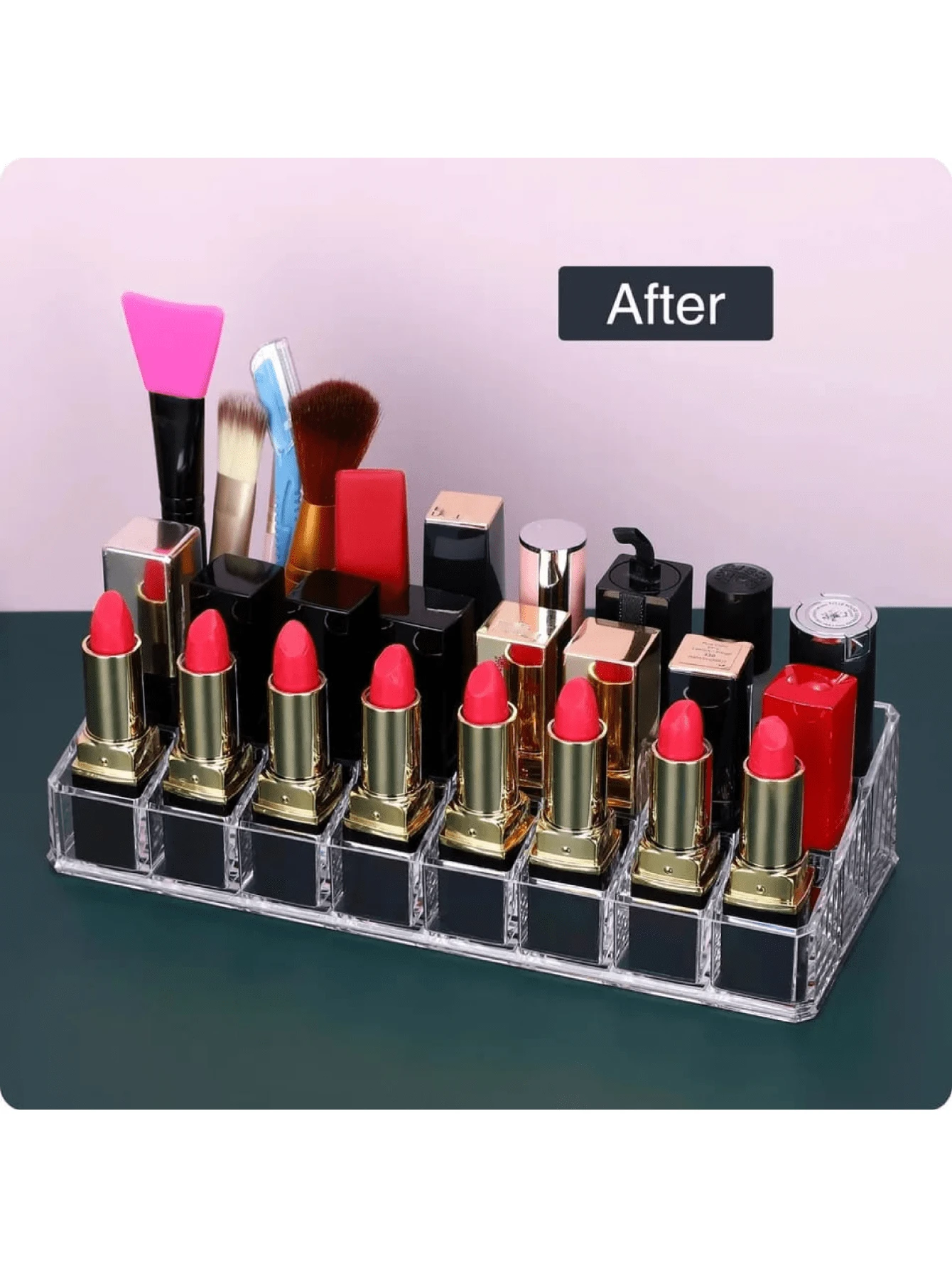 1 pz organizador acrílico para maquillaje, labial, brochas, cosméticos, transparente. - Blanco - Ver 1