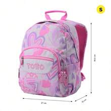 TOTTO Small School Backpack Pink Amalia Tempera 12x37x27 Cm Exterior: 100% Polyester, Lining: 100% Polyester - Hồng - Xem 3