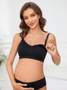 Set de 5 sujetadores de maternidad y lactancia, con escote en V sexy y cierre delantero, con almohadillas desmontables y diseño de doble gancho, de tela de nailon suave y sin costuras, con cobertura completa y antidescolgamiento, aptos para dormir, embarazo, posparto, todo el año y Navidad - Multicolor - Ver 3