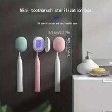 1 Pc Mini Portable Rechargeable UV Toothbrush Sterilizer Case, WallMounted Outdoor UV Sanitizer Toothbrush, Portable UV ToothbrushCover, Travel Toothbrush Case Both Electric And Manual Toothbrushesfather's Day Gift - Multicolor - View 2