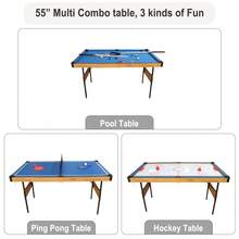 AIPINQI 1 Set 55 Inch 3 In 1 Folding Billiard Table, Ping-Pong Table Steady, Ice Hockey Table, Mini Table Tennis Table With Locking Legs - Coffee Brown - View 3