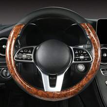 1入桃木紋汽車方向盤套，通用碳纖維超細超纖維皮革人造皮膜時尚運動四季汽車配件，適用於14 1/2-15英寸舒適防滑，透氣汽車方向盤套 - C款 - 查看 5