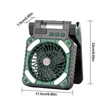 1PC LED Solar Camping Light Solar Fan Folding Portable Desk Lamp 4 Speed Rechargeable Battery For Hurricane Outages Outdoor Camping - Army Green - View 9