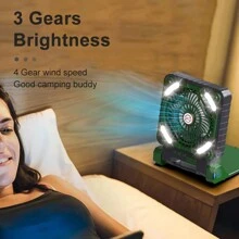 1PC LED Solar Camping Light Solar Fan Folding Portable Desk Lamp 4 Speed Rechargeable Battery For Hurricane Outages Outdoor Camping - Army Green - View 5