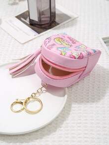Cartoon Little Girl Coin Purse Portable Storage Bag - Pink - View 3