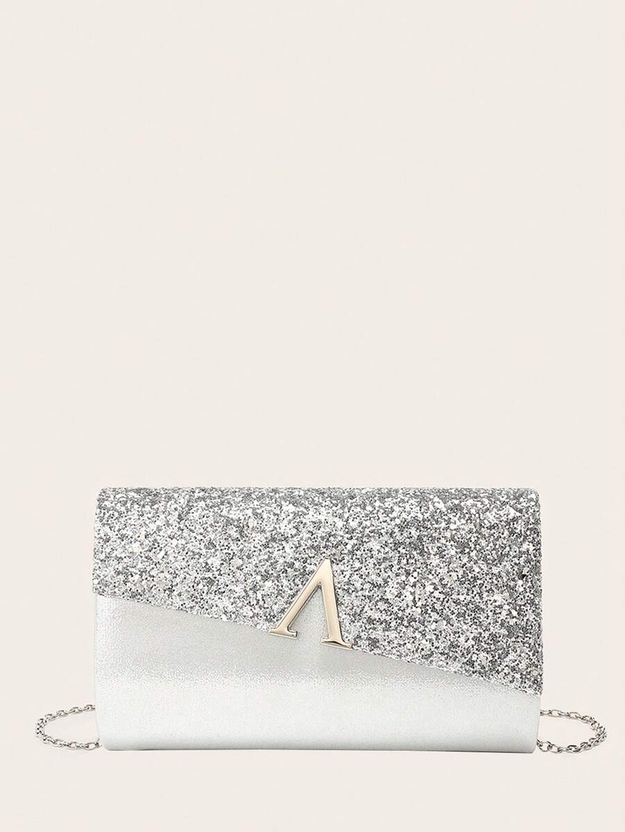 Women Evening Clutch Bag Bridal Wedding Gold Sparkling Glitter For Women Prom With Detachable Metal Chain For Wedding And Party Shoulder Bag For Women Clutch Purses For Ladies Bag Crossbody Unique  Handbag  Women's Handheld Evening Bag Versatile Glitter Handheld Bag Cocktail Party Wedding New Banquet Bag - 銀色 - 查看 1