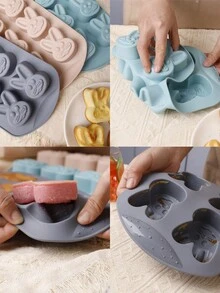 1pc Creative 6-Cavity Rabbit Shaped Cake Mold, Cartoon Cute Ice Cream Pudding Jelly Mold Silicone Baking Tool, Steaming & Baking , Easy To Clean, Suitable For Easter, Children's Day, Birthday Party, Parent-Child DIY Baking, Wedding Favors - Multicolor - View 11