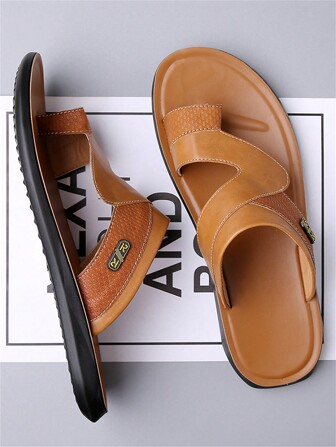 2024 Plus Size Men's Fashionable Casual Slide Sandals, Summer New Arrival, Outdoor & Versatile With Soft Non-Slip Sole