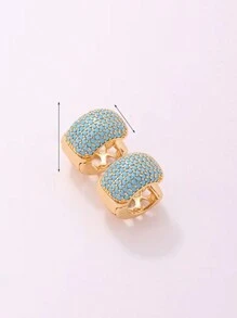 1pair European And American Fashionable Colorful Cubic Zirconia Copper Earrings, Exquisite And Elegant Women's Jewelry For Daily Wear - View 4