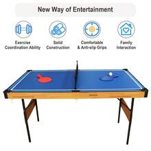 AIPINQI 1 Set 55 Inch 3 In 1 Folding Billiard Table, Ping-Pong Table Steady, Ice Hockey Table, Mini Table Tennis Table With Locking Legs - Coffee Brown - View 4