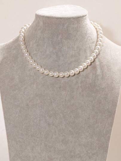 1 st. Pärl Halsband , Elegant Och Minimalistisk Choker Med Tidslös Design