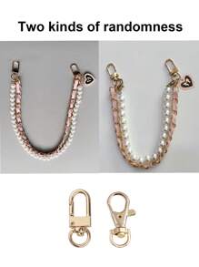1入組優雅珍珠手機掛飾，通用和防丟設計，雙金屬和珍珠鍊配皮革帶 - 彩色 - 查看 11