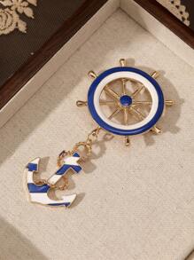 Yuan Shuo 1入組合金帆船錨形胸針 - 金色 - 查看 5