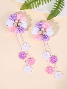 2 piezas Pinzas para el cabello con flores para niñas, decoración de flores y perlas falsas en pinzas para el cabello, accesorios lindos para el cabello de adolescentes - Morado - Ver 7