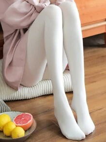 1pc 60g Women Lightweight Solid Color Slim Fit Tights, Soft And Breathable, Fashionable For Everyday Wear, Spring & Autumn, Cozy