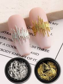2 Bottles High Glossy Metal Strip Nail Art Jewelry Gold And Silver Mixed Size Metal Stripe Nail Art Pendant Y2K Sparkly Party Nail Art Decoration Nail Salon Accessories Diy Nail Supplies Nails Nail Charms Nail Gems