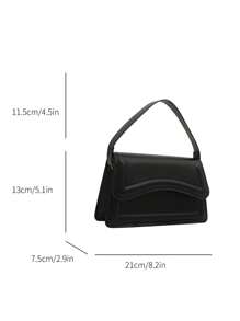 New Arrival Black PU Leather Solid Color Small Square Bag For Girls, Simple & Stylish Portable Bag For Going Out, Handbag