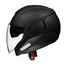 Unisex Electric Bicycle/Motorcycle Helmet With Dual Visor, Open Face Helmet - Stylish New Model - Black - View 3