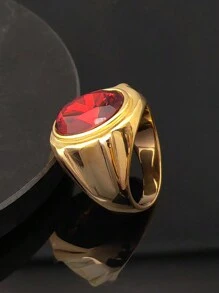 时尚镀金18K戒指设计独特，镶嵌红宝石，采用316L不锈钢材质，男女皆宜。 - 金戒指 - 查看 11