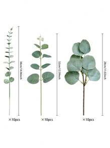 15/30/60pcs Artificial Silver Dollar Eucalyptus Leaves Branches, Bulk Fake Silver Dollar Eucalyptus Greenery Decor, Faux Eucalyptus Stems For Wedding Floral Centerpieces, Bouquets, Flower Arrangements - Green - View 3