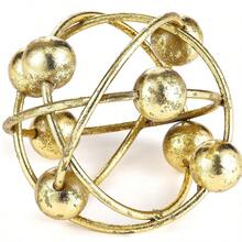 6-Inch Metal Round Orbital Sphere With Golden Orbit Balls, Decorative Gold Sphere Sculpture For Home Table Shelf Decor - Gold - View 1