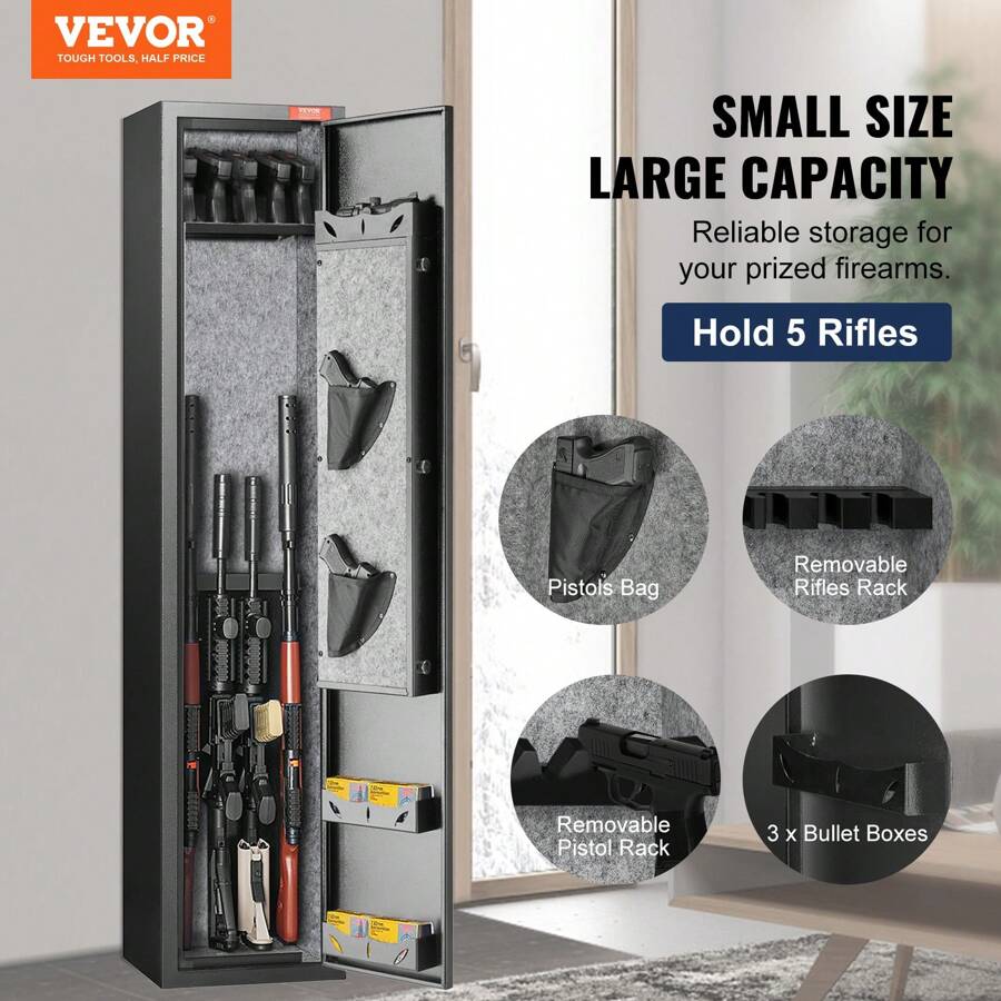 VEVOR Gun Safe Rifle Safe With Fingerprint & Digital Keypad Lock For 6