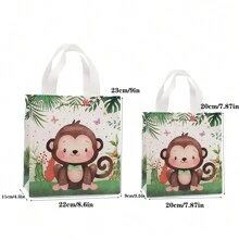 12 قطعة من حقائب هدايا قماش غير منسوج بتصاميم حيوانات الغابة الاستوائية، للمناسبات والأعياد والهدايا والتسوق - متعدد الألوان - مشاهدة 8