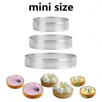 圓形穿孔慕斯蛋糕圈帶洞,0.8毫米,適用於法語蛋糕&起司,烘焙模具,430不銹鋼