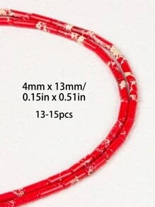 4*13mm / 13-15 piezas Cuentas sueltas cilíndricas largas de piedra natural redonda - Para hacer joyas DIY pulseras, collares y accesorios de pendientes - Idea de regalo bohemio chic inolvidable - Cuentas de tubo de 4x13mm - Ver 18