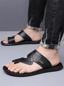 2024 Plus Size Fashionable Casual Slippers, Summer New Men's Slippers, Soft Non-Slip Beach Shoes For Outdoor Use - Black - View 6