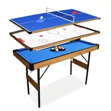AIPINQI 1 Set 55 Inch 3 In 1 Folding Billiard Table, Ping-Pong Table Steady, Ice Hockey Table, Mini Table Tennis Table With Locking Legs - Coffee Brown - View 2