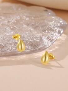 EleRunis 1對925純銀 INS水滴形耳釘，18K鍍金時尚精細珠寶，適用於女性日常佩戴婚禮訂婚情人節