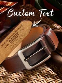 1pc Personalized Engraved Genuine Leather Belt, Dad's Exclusive Customized Name Belt, Fun Handmade Belt Gift, Gift For Dad, Grandpa, Personalized Father's Day Gift, Genuine Leather Material, Personalized Dad Genuine Leather Belt, Personalized Father's Day Belt Gift, Creative Men's Gift, Engraved Genuine Leather Belt, Gift For Husband, Stepfather, Bonus Dad, Grandpa Birthday Gift, Anniversary Gift, Gift For Dad/Men/Boyfriend - Brown - View 13