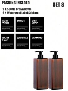 LEAPAIR 1/2/3pcs 500ml/16.9oz Refillable Plastic Pump Bottles, Reusable Soap Dispenser, Shower Container For Shampoo, Body Wash, Conditioner, Lotion, Etc. - Brown - View 12