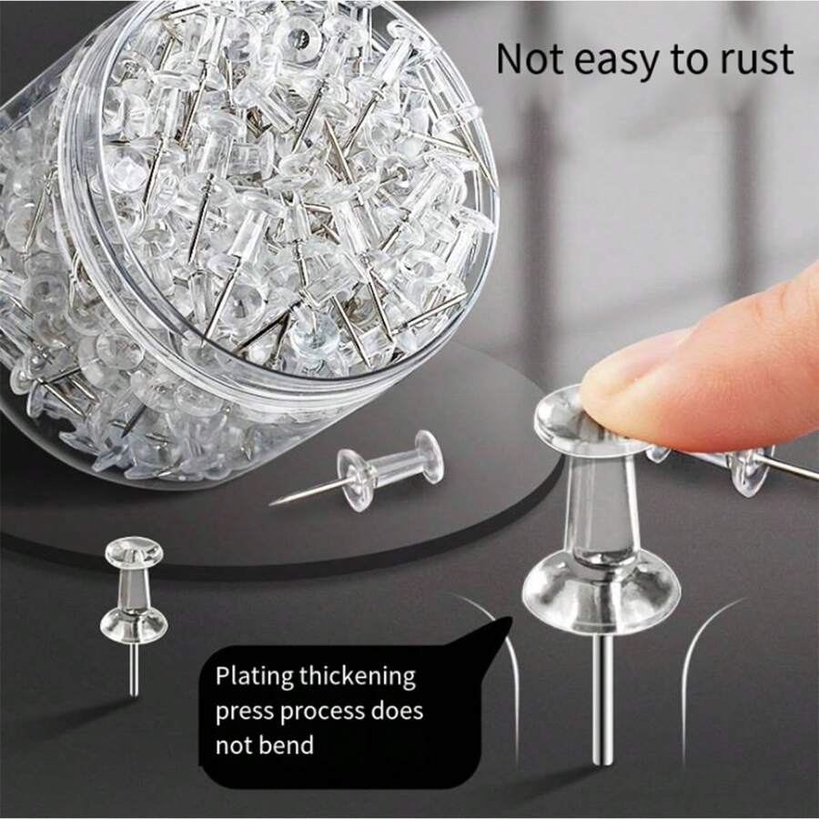 1 Bucket 150 Bags For Sale, High Quality Clear Plastic Head, High Quality Color Head, High Quality Steel Head, High Quality Thumb Pin, For Wall Corkboard Map Calendar Photo - Home Office Craft Project Heavy Duty Head Pin