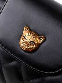 Nueva bolsa pequeña cuadrada de mano, bandolera y de hombro versátil y elegante con cadena acolchada y remallada, ideal para uso diario y citas - Negro - Ver 2