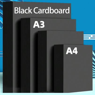 20 folhas de papelão preto, papel artesanal duro grosso A4, álbum de fotos de pintura de grafite feito à mão para jardim de infância infantil, papel de capa, papel de arte para pintura, papelão duro, capa de folha grande A3