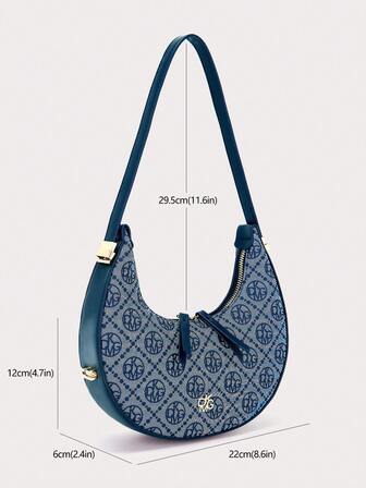 DK DKMG 1pc Mother's Day Women's Bohemian Style Printed Silk Moon Shaped Bag, Adjustable Strap, Suitable For Holiday, Parties, Shopping, Dating, And Gifting , Bohemian Outfit For Women