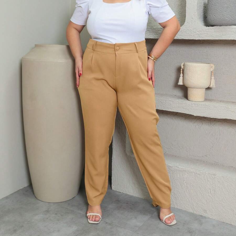 Plus Size Pants - Apricot - View 1