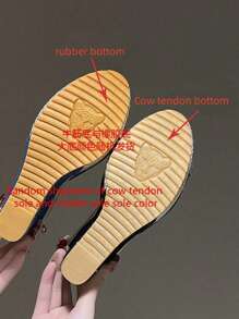 New Arrival Stylish Elegant Platform Thick Sole Comfortable Women's Sandals - Wedge Heel Sandals With Hook-And-Loop, Thick Bottom Platform Shoes, Breathable Lace Hollow Out Wedge Sandals, Open Toe Waterproof Platform High Heel Sandals For Women, Versatile Banquet Matte Shoes