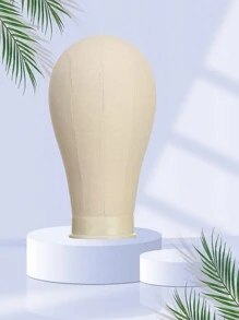 Beauty Trendz帆布假髮頭21吋沙龍造型頭，具支架孔，適用於假髮製作，編織髮型立體帽子展示，髮型娃娃頭，耐久耐用，易於插針 - 白色 - 查看 1