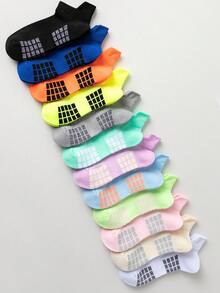 12 Pairs Unisex Short Socks With Multicolor Small Square Pattern, Sweat Wicking And Odor Resistant, Ideal For Running, Training And Workout Sports - Multicolor - View 2