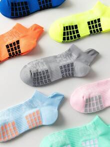 12 Pairs Unisex Short Socks With Multicolor Small Square Pattern, Sweat Wicking And Odor Resistant, Ideal For Running, Training And Workout Sports - Multicolor - View 3