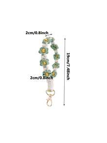 1入櫻花女士手提包飾品，編織花朵手機繩，鑰匙扣女士手腕帶，編織鑰匙吊飾 - 彩色 - 查看 3