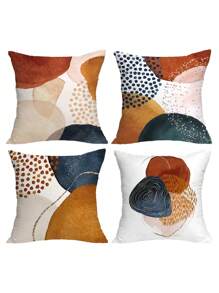 4 Stück abstrakte minimalistische goldene Punkt kreative Kissenbezüge, geeignet für Party, Heimdekoration, Wohnzimmer, Sofa, Schlafzimmer, Kopfteil, dekorative Taillenkissen, Büro, alle Jahreszeiten, 45cm x 45cm, ohne Kisseninnenfüllung