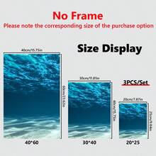 3 piezas/set Cuadros terminados con marco, carteles de lienzo de arte moderno de profunda mar para decoración de pared del océano, arte de pared de superficie submarina, pintura de paisaje marino de lienzo, regalo ideal para la habitación principal, sala de estar, pasillo, decoración de pared, decoración de invierno, decoración de la habitación - Multicolor - Ver 3
