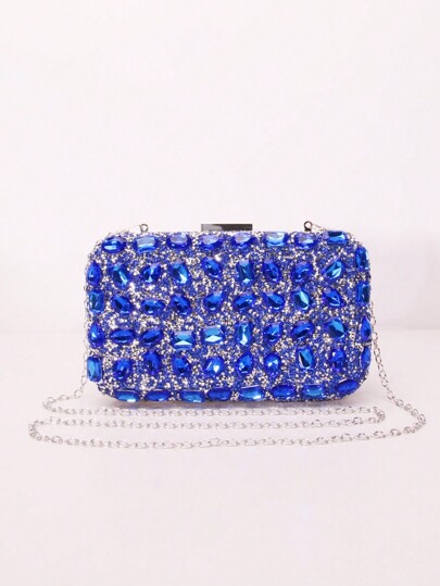 1 Peça Bolsa de Embreagem Assimétrica Acrílica com Pedras de Strass e Corrente de Ombro/Transversal, para Uso Diário e Ocasiões Especiais, Casamentos, Bolsa de Pedras de Strass Glamorosa para Mulheres