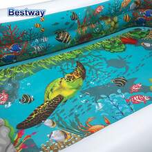 Bestway54177 Rectangular Inflatable Pool With 2 Pairs Of 3D Eyes Underwater World 3D Pool, Featured Family Size Pools, Swim Center Family Inflatable Pools, Backyard Pools - Blue - View 4