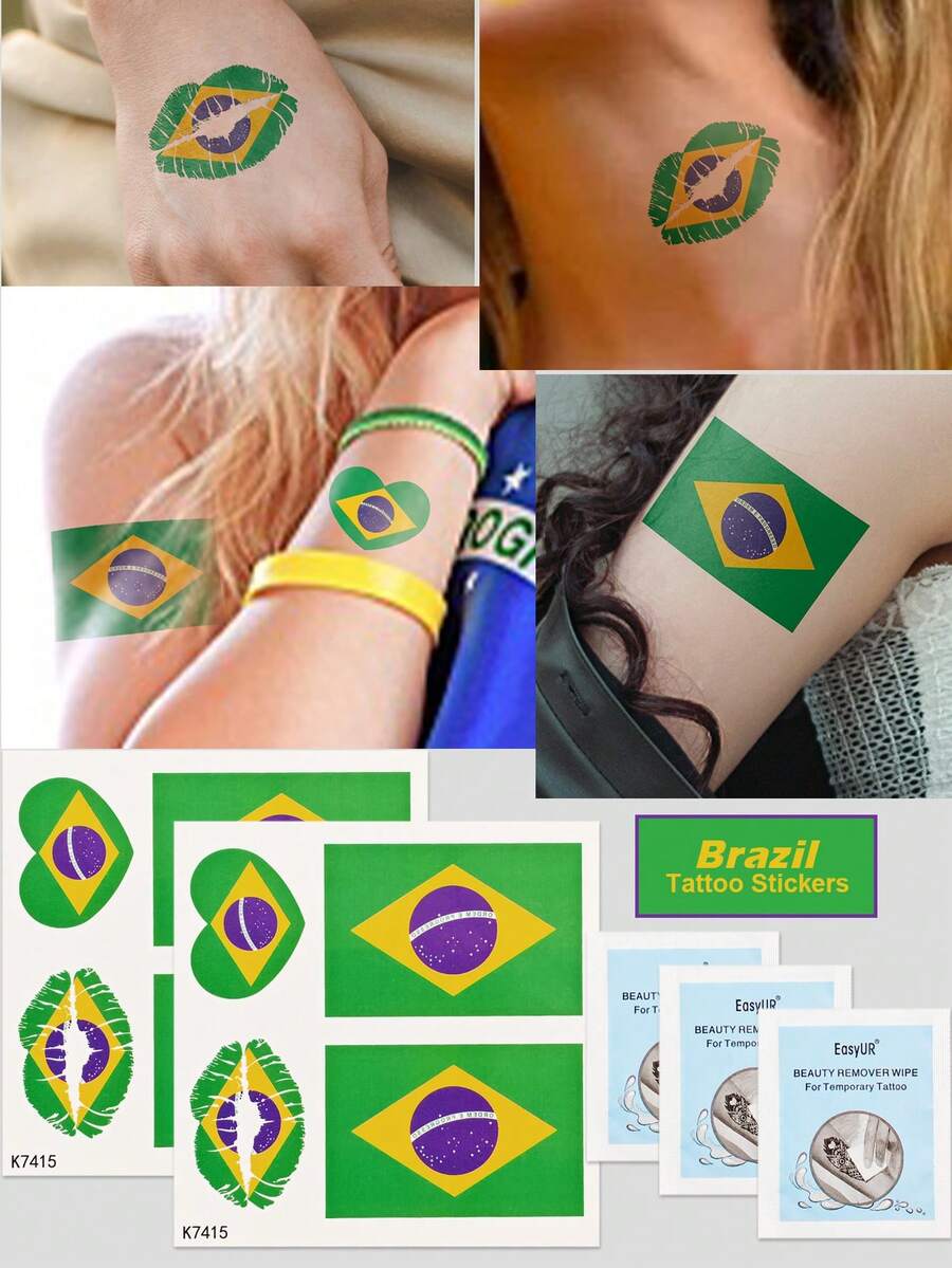 2 miếng dán hình xăm thể thao/người hâm mộ bóng đá kèm khăn lau hình xăm dành cho Bỉ, Đan Mạch, Pháp, Đức, Hà Lan, Tây Ban Nha, Ba Lan, Brazil, Ý, Bồ Đào Nha, Anh, Croatia, Ả Rập Xê Út, Hoa Kỳ, miếng dán hình xăm tạm thời không thấm nước cho các trận đấu bóng đá, giải đấu và World Cup, nghệ thuật cơ thể - Nhiều màu - Xem 1