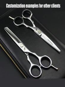 1 pieza Tijeras de peluquería de 5,5 pulgadas con LOGO personalizado, juego de tijeras de peluquero profesional en acero inoxidable, herramientas de peluquería para corte de cabello y entresacado